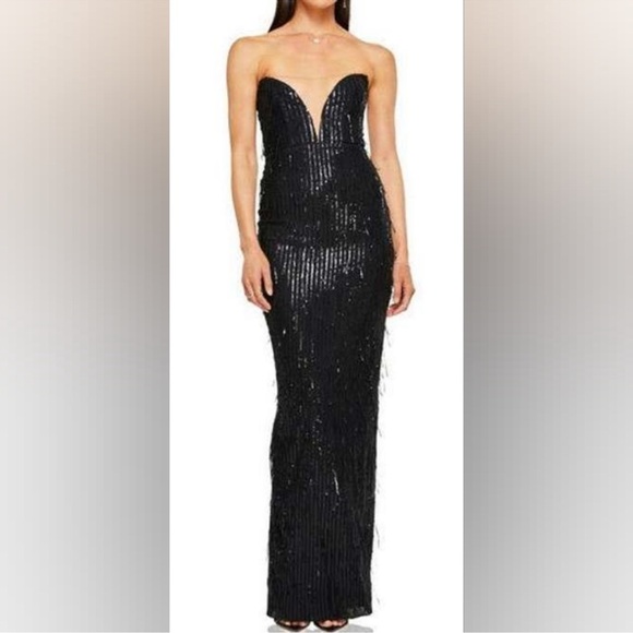 Nookie Black Strapless Sequin Gown - Picture 1 of 10